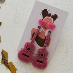 Boutique Pink Glitter Guitar and Heart Charm Drop Barbiecore Eras Statement Earrings Photo 0