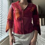 wilson's leather Vintage  Suede Patchwork Leather Jacket Zip Front Sz L Red Orange Photo 0