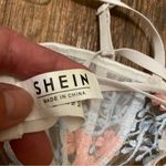SheIn  Womens Bra Bralette S Small 34” Beige Sheer Pink & Blue Embroidered Floral Photo 5