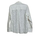 Carlisle New York Size 12 White Mixed Media Button Up Shirt Lace Back Collar Top Photo 4