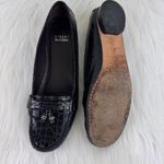Stuart Weitzman Women's  Genuine Leather Croc Embossed Tassel Loafer Sz 9M Black Photo 4