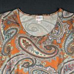 LuLaRoe Classic Tee Womens Small Orange Paisley Boho Comfortable Short Sleeve Photo 3