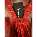 New Yidarton Women's Top Shirt Large Lace Up Tie Cotton Polyester Pink Red White Photo 3