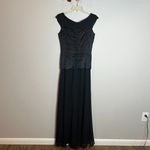 Tadashi Shoji Tadashi Collection black silk cinched evening dress Photo 4