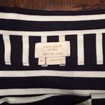 Kate Spade Pencil Skirt Side Zipper Pleated Front Navy White Cotton Size 10 Photo 3