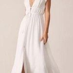 Rihoas The White Deep V Neck Pleated Midi Dress Size M Photo 1