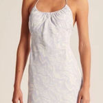 Abercrombie & Fitch NWT Abercrombie & Fitch Blue Swirl Satin Ruched Halter Dress Plunge Back Sz XL Photo 0