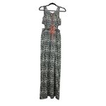 Fire Los Angeles Tribal/Aztec Maxi Dress Size Medium Side Cutouts Drawstring Tie Photo 6