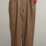 Spanx NEW  - Leather-Like Straight Leg Pant Luxe Toffee Tan Pull On Minimalist XL Photo 0