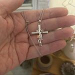 Flower Wrapped Sterling Silver Cross Two Toned Necklace Silver Photo 2