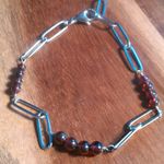Rhodolite Garnet Stainless Steel Paperclip Bracelet Photo 4