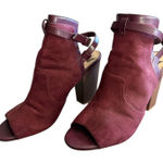 Penny Loves Kenny Penny Love Kenny Maroon Red Suede Strappy Block Heels Size 10 Photo 0