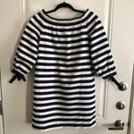 J.Crew Womens Dress Striped Off The Shoulder Marine Vacation Size XS Photo 0