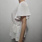 Molly Bracken  White Sheer Peplum Button-Front Blouse Size Medium Photo 2