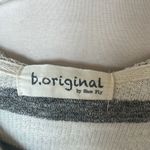 B.Original Oversized Gray and Cream Striped Hooded Top Photo 5