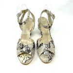 Hobbs London Snake Leather Vivienne Heeled Sandals Size 37 / US 6 Brown Photo 3