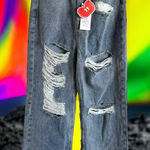 Cider  Womens Jeans Sz‎ XXS High Waist Wide Leg Ripped Raw Hem NEW Photo 0