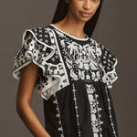 Farm Rio NEW x Anthropologie Printed Flutter-Sleeve Top Photo 0