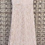 Alex Evenings  Long Halter Lace Sheath Dress with Skirt Slit in Taupe Size 8 Photo 3
