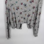 Coldwater Creek Vintage Y2K Cardigan Womens Medium Gray Floral Ribbed Grunge Photo 9