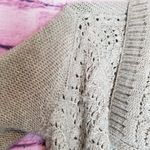 American Eagle OUTFITTERS TAUPE METALLIC WOVEN HEAVY KNIT WOOL OPEN CARDIGAN S Photo 3