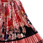 Dalia MacPhee Floral Pleated Printed Midi Dress Satin Sweetheart Size Medium Red Photo 2