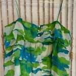 Julie Brown The NWT 100% Silk Green Blue Tropical Floral Leaf Camo Slip Dress 6 Photo 2