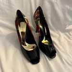 NWOT Jessica Bennett Jkiora Pleated Silk and Crinkle Patent Stiletto Peep Photo 1