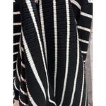 Striped Knit Collared V Neck Midi Sweater Dress Black White Long Sleeve Size L Photo 7