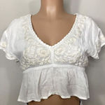 Anthropologie New.  RAGA Sorrento Peplum Crop Top in White Photo 0