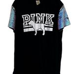 Victoria's Secret Rare Victoria’s Secret PINK LARGE Mermaid Flip Sequins Bling Tee Black Top Photo 0