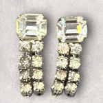 Vintage Estate Silver Clear Rhinestone Earrings Photo 0