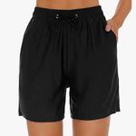 Bonneuitbebe Women's Swim Shorts High Waisted UPF50+ Bathing Suit Board Shorts with Pocket Drawstring Photo 0