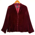 Eileen Fisher M Red Velvet Silk Top Goth Vampire Dark Sexy V-Neck Romantic Party Photo 0