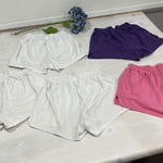 Soffe Womens  Shorts Medium Lot of 5 White Pink Purple Elastic Waist Athletic Photo 0