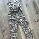 Cloth & Stone | Gray Leopard Print Jumpsuit Small pantsuit Photo 2