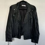 JustFab EUC Black Studded Moto Jacket Faux Leather sz M Photo 1