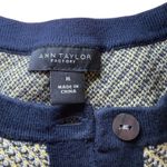 Ann Taylor Factory Houndstooth Cardigan Sweater Button Front, Blue Trim Photo 2