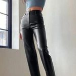 Aritzia Wilfred The Melina Black Vegan Leather High Rise Straight Leg Pants Size 0 Photo 1