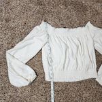 H&M Divided Off-Shoulder Cream Cropped Long Sleeve Blouse Size Small Photo 5