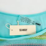 NWT Seamoly Womens Colorblock Striped Crochet Bikini Swim Bottoms Size XS Blue Photo 2