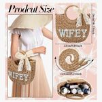 Straw Wifey Bag with Lace Bow Tan Photo 2