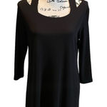 Clara Sun Woo Tunic Dress cut out Black Size Small 3/4 sleeves stretch NWOT Photo 0