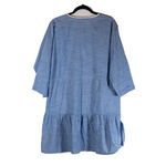 Joie  Ecidra Cotton Chambray Tie Waist Tiered Pocket Pullover Mini Dress Blue S Photo 3