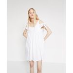 ZARA Trafaluc Collection Womens Dress Size M White Poplin Bow Sleeve Mini NEW Photo 3