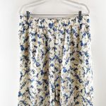 A New Day High Rise Wide Leg Floral Print Pants Cream Blue Large Photo 7