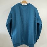 Vintage Teal Blue Double Collared Pullover Sweatshirt Winter‎ Tree Design Photo 2