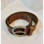 Fossil Vintage  Genuine Leather Tooled Eyelets and Studs Belt Brown Photo 1