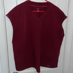 Jaanuu  Oversized Cap Sleeve Scrub Top - Wine Burgundy - Size Large​​​​​​ Photo 0