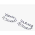 Boutique Solitaire Curb Chain Drop Earrings | White Gold Filled‎ Photo 1